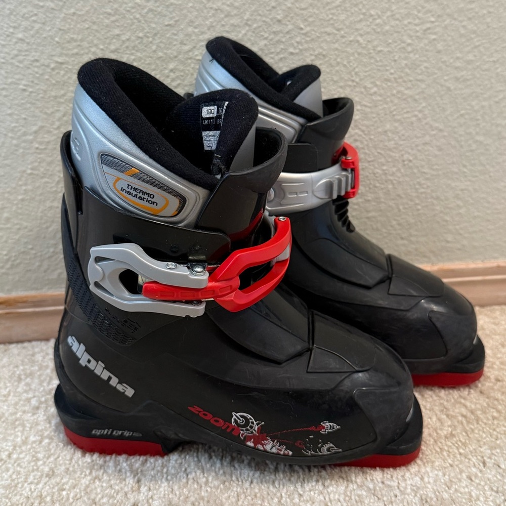 Kids Alpina Ski Boots - Black and Red